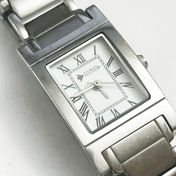Silpada Vintage Stainless Steel Rectangular Face Watch T1794 (C534A) Silver Tone